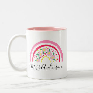 Roze Regenboog Gepersonaliseerd Geschenk voor Doce Tweekleurige Koffiemok