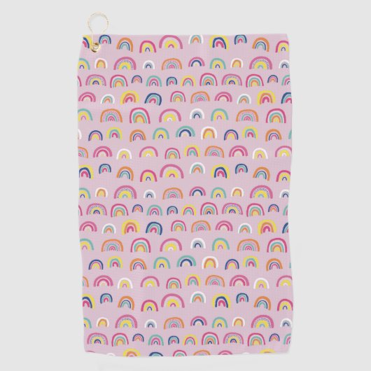 Roze regenboog golfhanddoek (Voorkant)