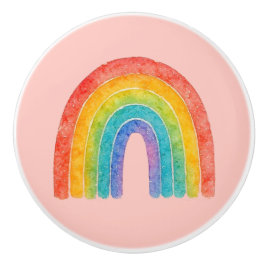 Roze Regenboog Knop. Keramische Knop