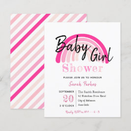 Roze Regenboog Meisje Baby Shower Budget Uitnodigi
