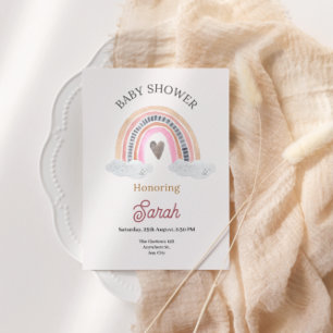 Roze regenboog met wolken voor BabyShower voor mei Kaart
