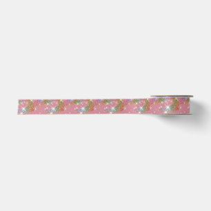 Roze regenboog nep glitter sparkelpatroon lint