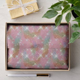 Roze regenboog nep glitter sparkelpatroon tissuepapier