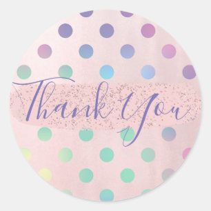 Roze Regenboog Pastel Stippen Verjaardagsfeestje Ronde Sticker
