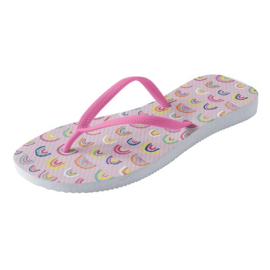 Roze Regenboog Slippers Teenslippers (Schuin)