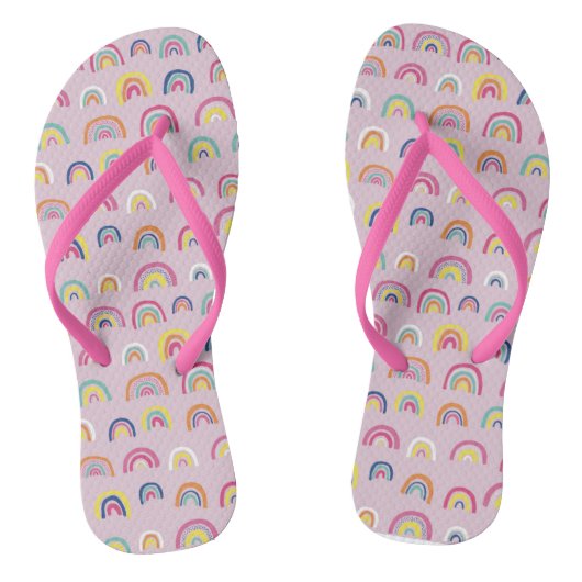 Roze Regenboog Slippers Teenslippers (Voetbed)