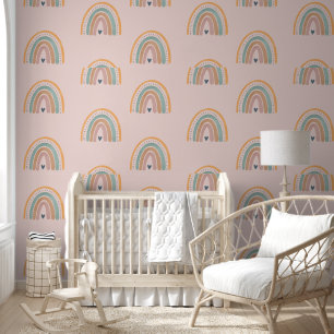 Roze regenboog wandpapier behang