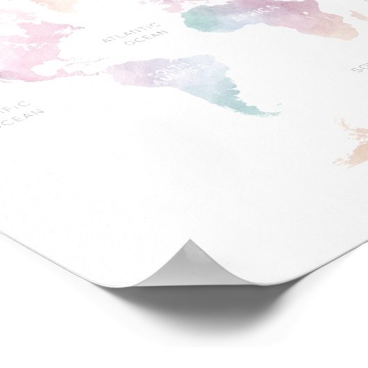 Roze Regenboog Wereldkaart Reis Kraam Decor Poster (Hoek)