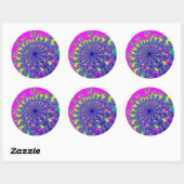 Roze regenboogbarst ronde sticker (Vel)