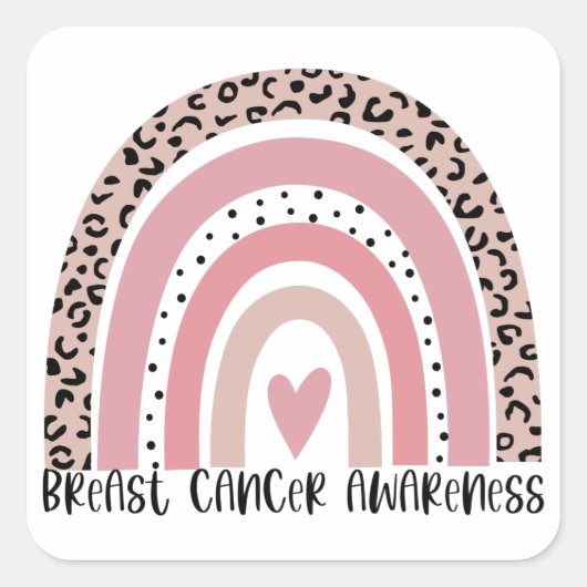 Roze regenboogborst vierkante sticker (Voorkant)