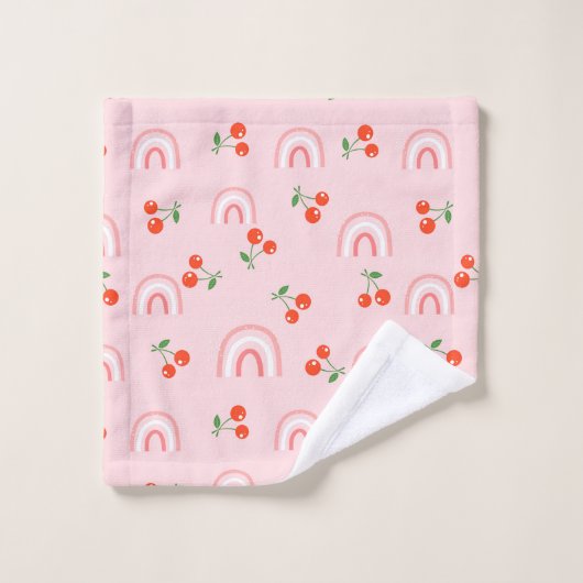Roze regenboogCherry Pattern Bad Handdoek (Wasdoekje)