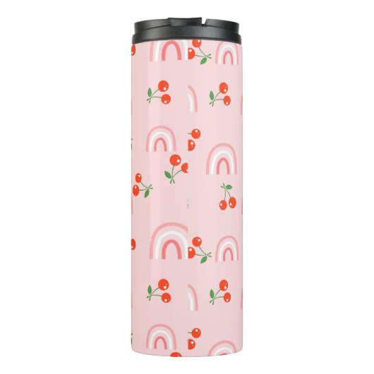 Roze regenboogCherry Pattern Thermosbeker (Achterkant)