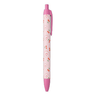Roze regenboogCherry Pattern Zwarte Inkt Pen