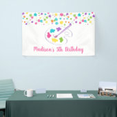 Roze regenboogkunstpartij Birthday Spandoek (Beurs)