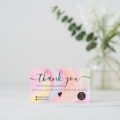 Roze regenboogregenboogeenhoorn - marmer bedankt visitekaartje (Staand voorkant)