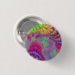 Roze regenboogsmelt ronde button 3,2 cm