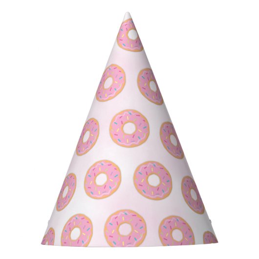 Roze regenboogspringen van Donut Birthday Feesthoedjes (Voorkant)