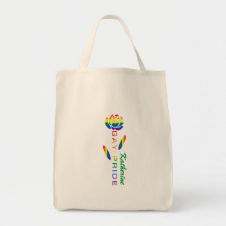 Roze Regenboogvlag Gay Pride Persoonlijke Naam Tote Bag