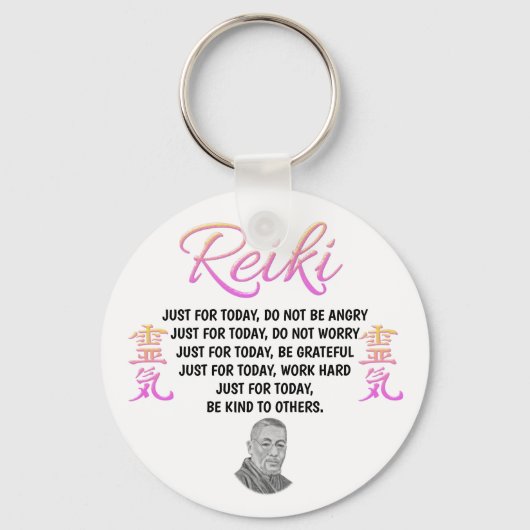  roze Reiki Beginselen Toetsen Sleutelhanger (Voorkant)