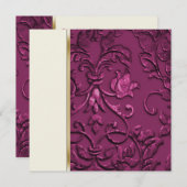 Roze reliëf look Damask bruiloft uitnodiging (Voorkant / Achterkant)