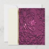 Roze reliëf look Damask bruiloft uitnodiging (Voorkant)