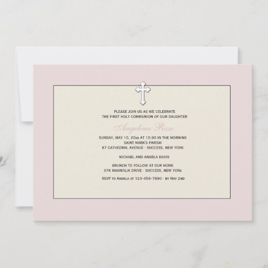Roze religieuze uitnodiging (Voorkant)