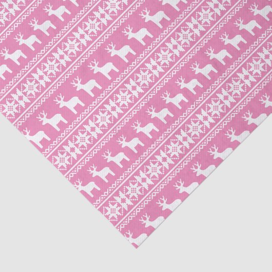  roze rendier kerstpatroon tissuepapier (Detail)