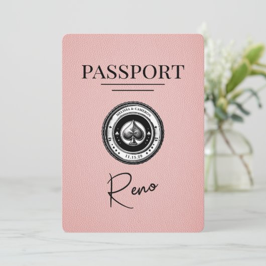 Roze Reno Paspoort Bewaar de datum Save The Date (Staand voorkant)