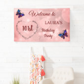 Roze reservevlinder op maat 101e verjaardag spandoek (Insitu)