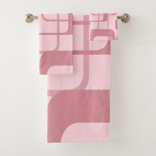 Roze Retro 60's Abstract patroon van 70's Bad Handdoek (Insitu)