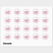 Roze Retro 70s Groovy Font Dank u Bedrijfsnaam Ronde Sticker (Vel)