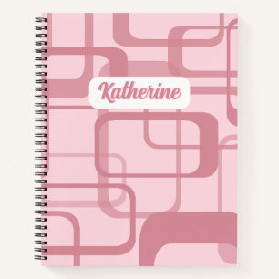 Roze retro Abstract patroon Notitieboek