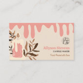 Roze retro ambachtelijke kaarsenmaker logo qr code visitekaartje (Voorkant)