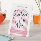 Roze Retro Arch Business Prize Teken Raffle Reclamebord Met Voetstuk (Insitu)