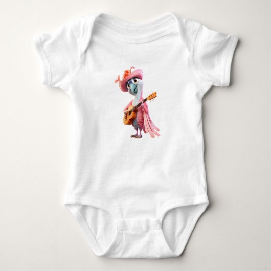 Roze Retro Bird Rocker Romper (Voorkant)