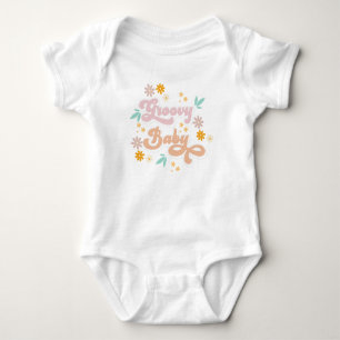 Roze Retro Bloemen Groovy Romper