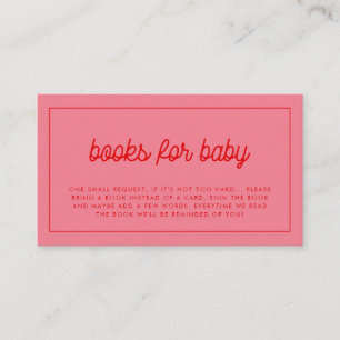 Roze Retro  Boeken voor baby aanvraagkaart Informatiekaartje