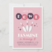 Roze Retro Bowling Verjaardag Kaart (Voorkant)