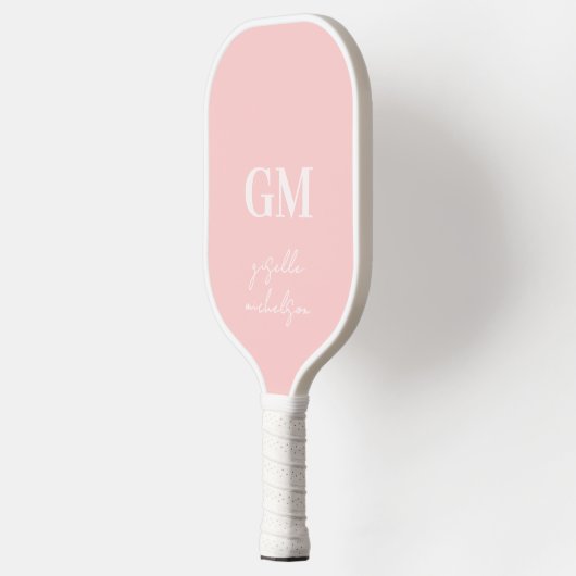 Roze Retro Bows en Laarzen Monogrammed Naam Pickleball Paddle (Links)
