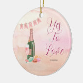 Roze retro bruidsfeest keramisch ornament (Links)