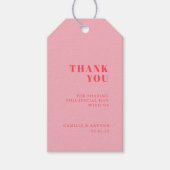 Roze retro bruiloft cadeaulabel (Voorkant)