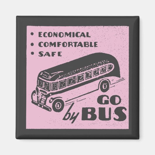Roze Retro Bus Magneet (Voorkant)