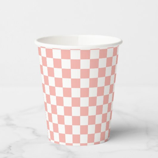 Roze Retro Checker verjaardag Papieren Bekers (Links)