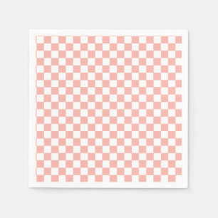 Roze Retro Checker verjaardag Servet
