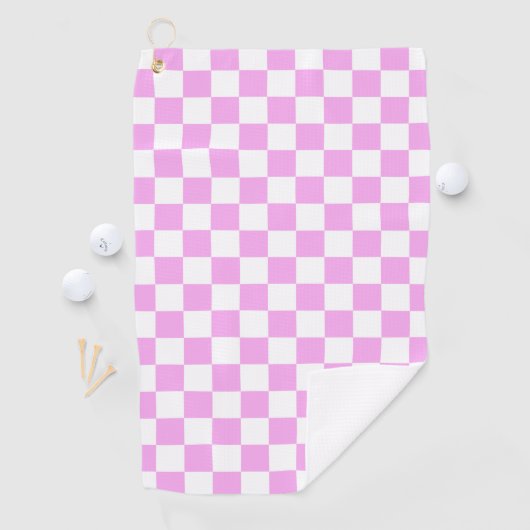 Roze Retro Checkerboard Golfhanddoek (Insitu)