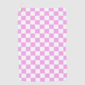 Roze Retro Checkerboard Golfhanddoek (Voorkant)