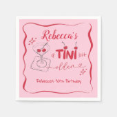 Roze Retro Cherry Tini bit Ouder Papier servet (Voorkant)