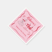Roze Retro Cherry Tini bit Ouder Papier servet (Hoek)