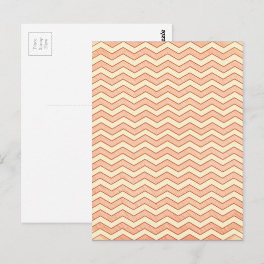 Roze. Retro Chevron Pattern Briefkaart (Voorkant / Achterkant)