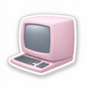 Roze Retro Computer Emoji Sticker (Voorkant)
